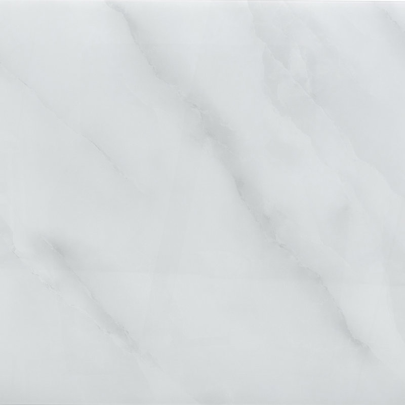 Modern Minimalist Glass Dining Table with Marble Texture, White/Black
