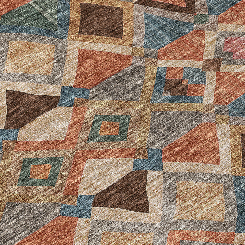 Brown Geometric Flat Woven Washable 9' x 12' Rug