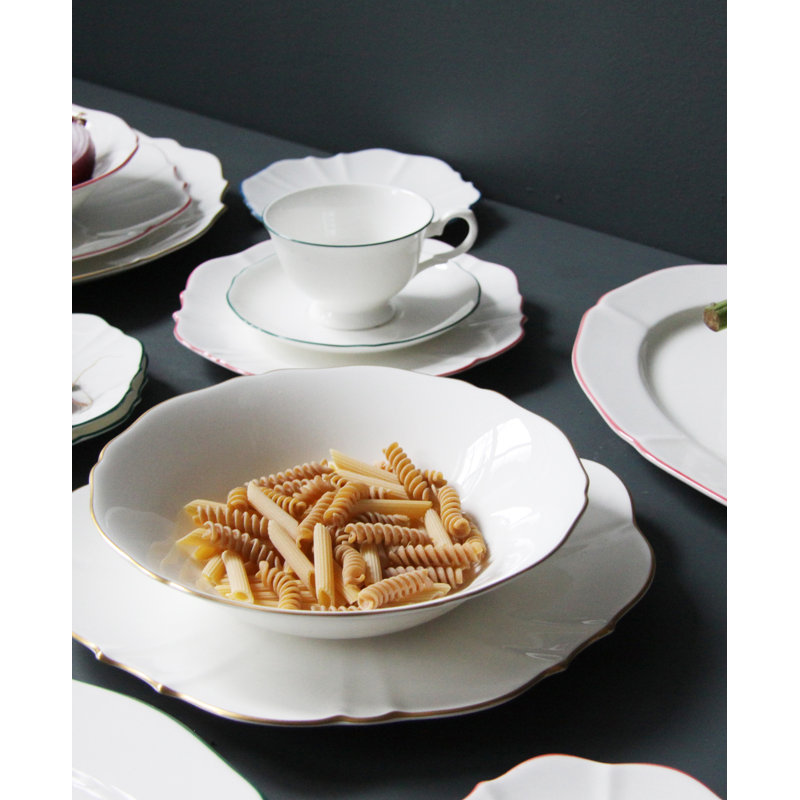 Amelie Bone China Dining Bowl, Forest Green/White