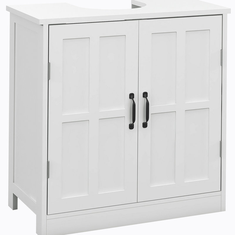 Armoire de salle de bain piédestal avec tablette ajustable, blanc
