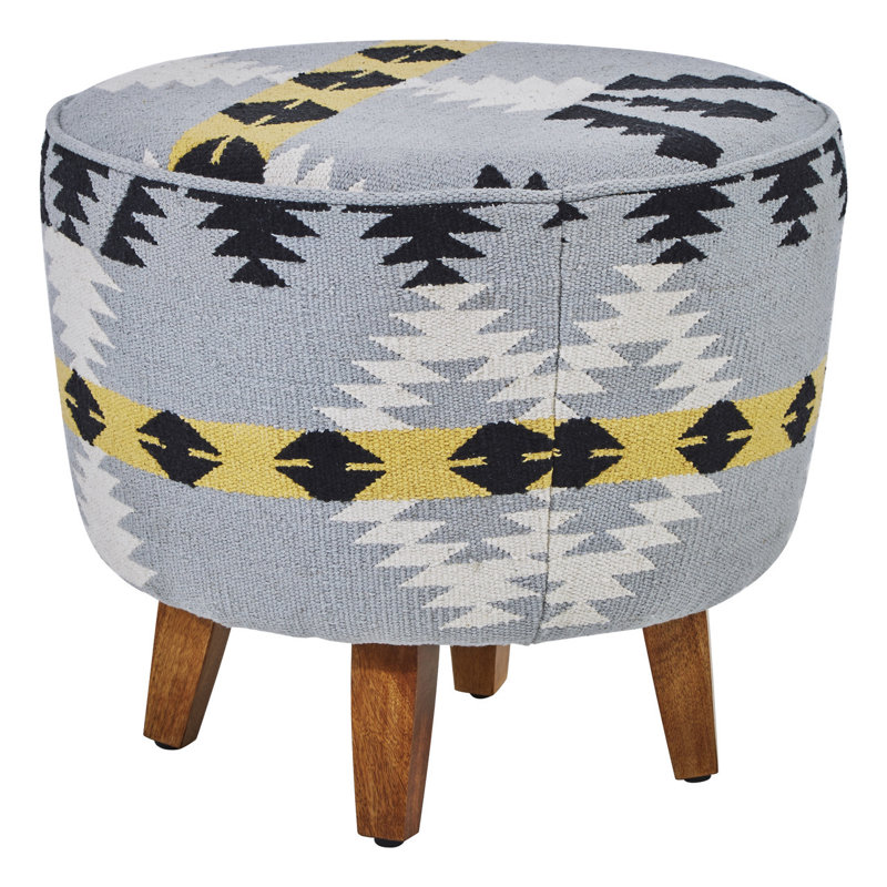 Kornegay 45cm Wide Round Geometric Footstool Ottoman