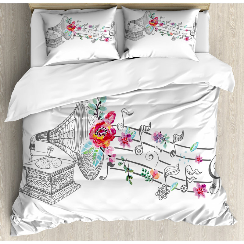 Ensemble de housse de couette moderne et contemporaine en microfibre grise / rose 2 pièces