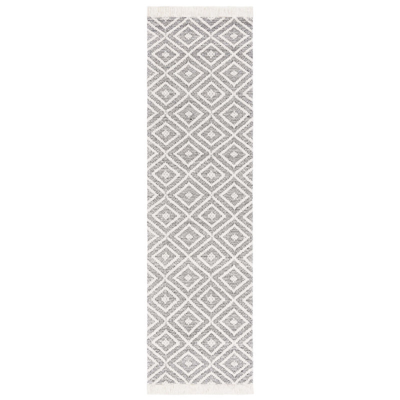 Tapis géométrique en laine et en coton tissé à la main Castillo, Tapis de couloir 2 pi 3 po x 8 pi