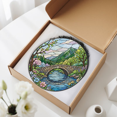 Panneau de vitrail 12 "H Mountain Stream