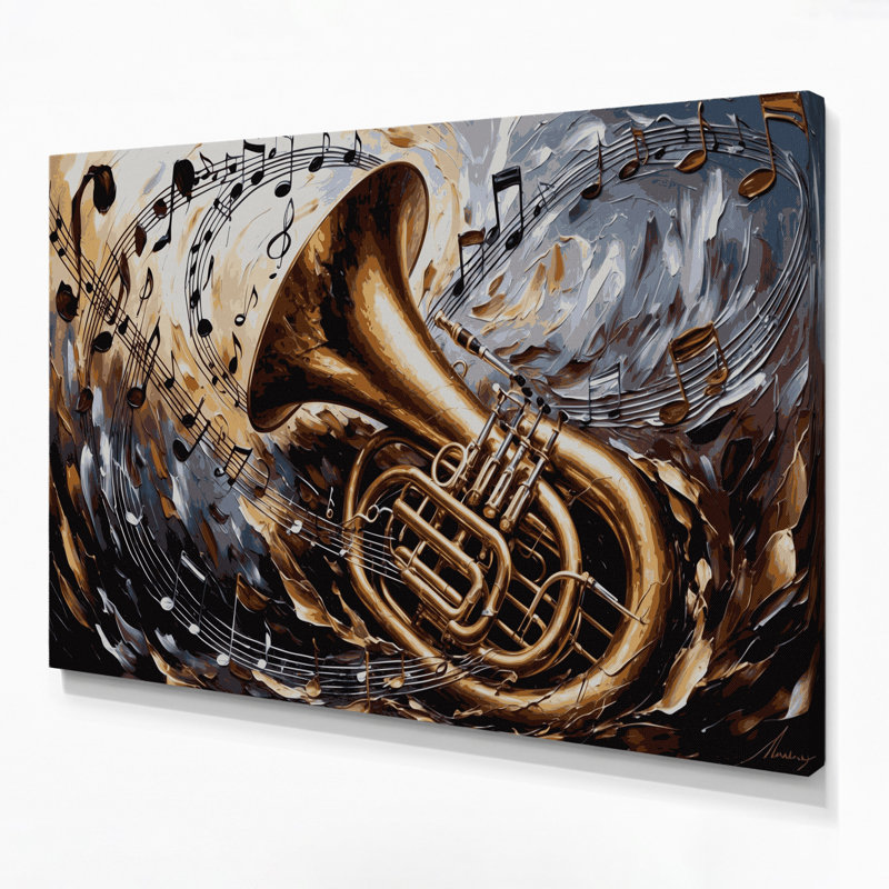 «Music Tuba Brown», art mural sur toile, H 8 po x l 10 po