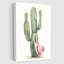 Grand cactus avec un chapeau de cowboy rose, style peinture à l'aquarelle. Art mural encadré en toile - Cadre en bois massif de 24 po x 36 po et 1 po d'épaisseur pour le salon ou la chambre à coucher