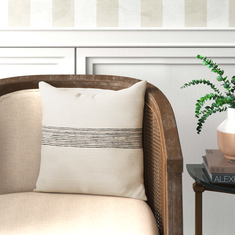 Cason Striped Cotton Blend Reversible Throw Pillow, 18" x 18", Pillow Cover Only - No Insert