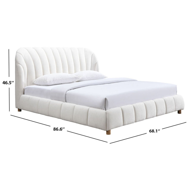 Tillie Channel Tufted Queen Bed, Ivory/Natural, Queen