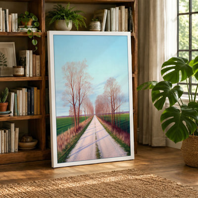 Road Through Autumn Trees Scandinavian - Wrapped Canvas