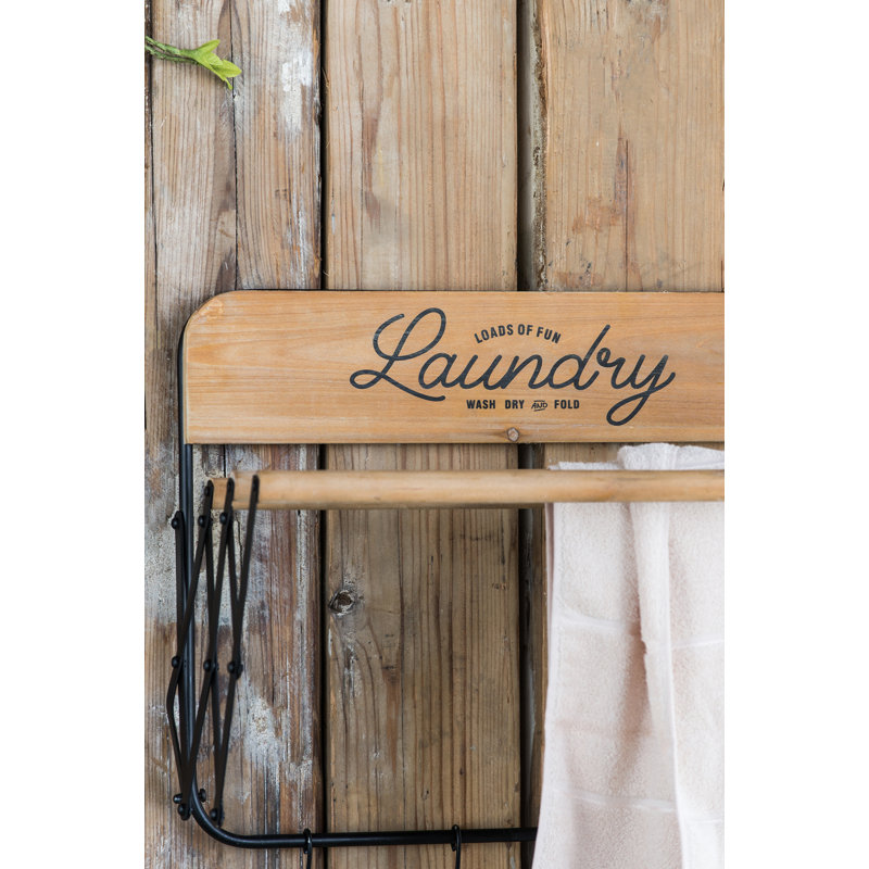 Laundry Rack with Accordion Design - 20" x 14" x 20" - Brown and Black