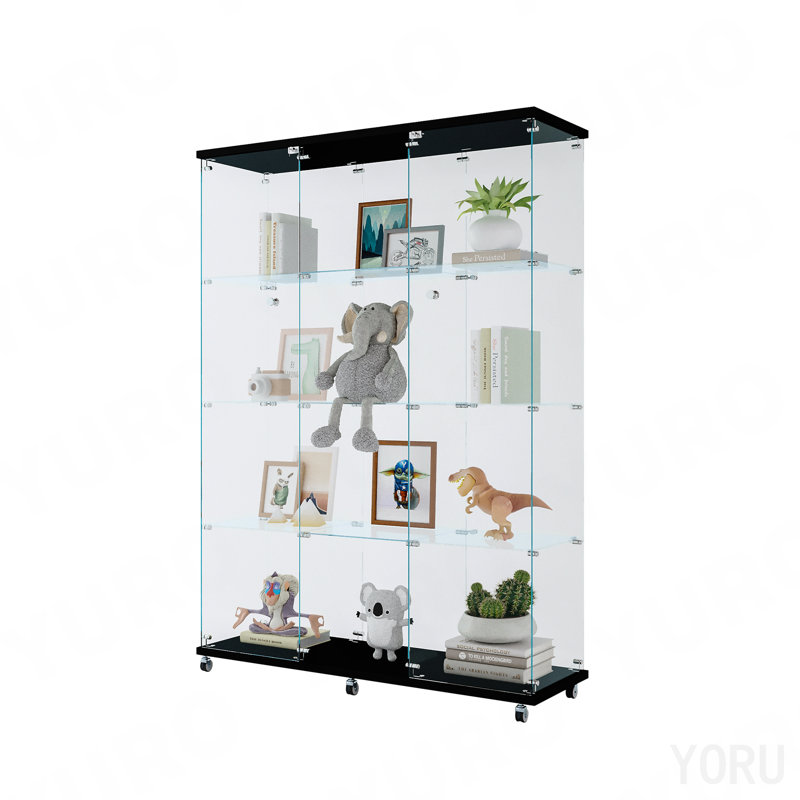 Vitrine en verre, 4 très grandes tablettes, installation rapide - standard