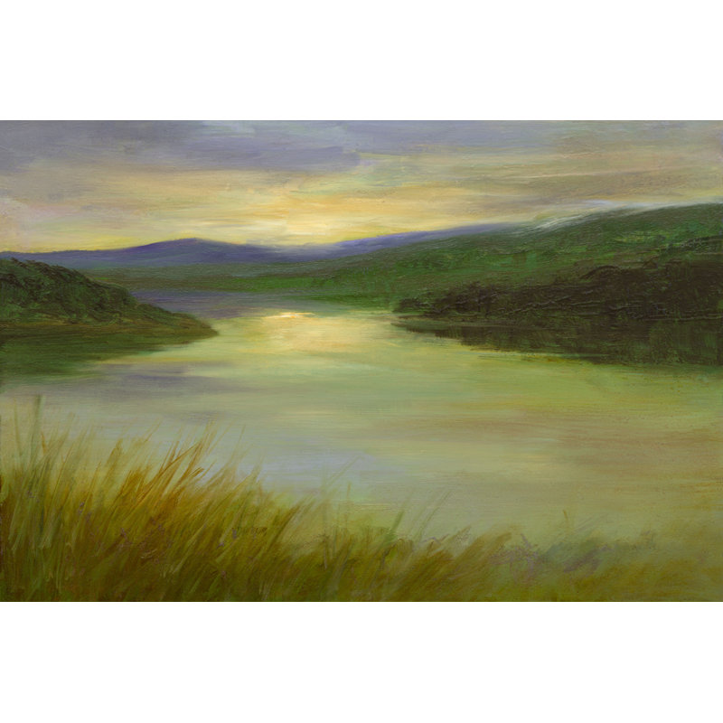 Eaux calmes au coucher du soleil, H 20 po x l 30 po x P 1,25 po