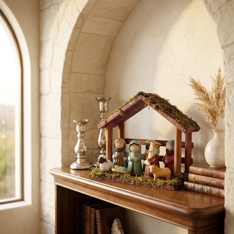 Kid-Friendly Ceramic Nativity Set - 9 Piece Christmas Decor
