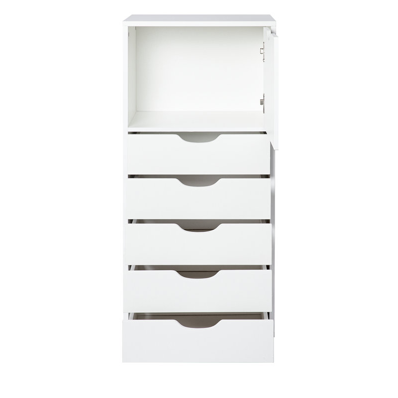 Commode d'appoint 6 tiroirs, armoire mobile à roulettes verrouillables, rangement de bureau moderne, Blanc