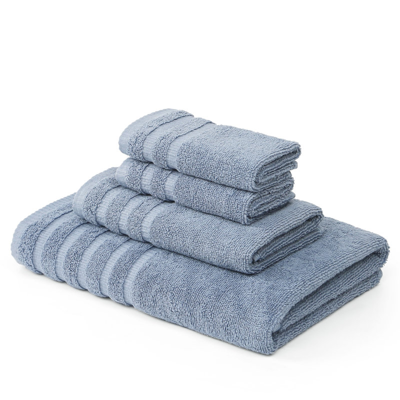 Ensemble de serviettes en jacquard teint en fil 6 pièces et fils Modern Modern Oxford - 100% coton, Bleu