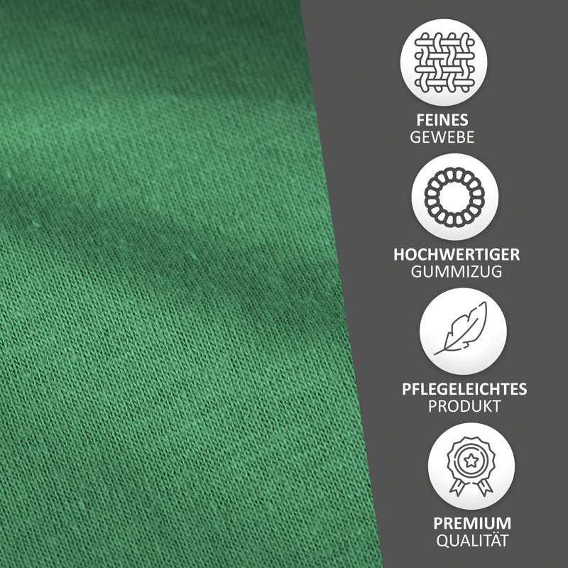 100% Cotton Jersey Knit Fitted Sheet, Green, European Double (140 x 200cm)