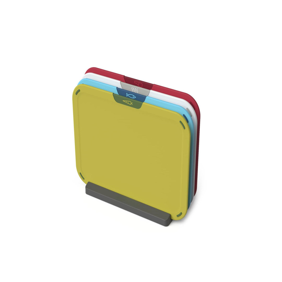 4-Piece Colour Coded Chopping Board Set With Storage Stand