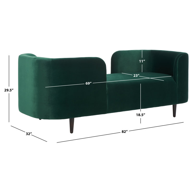 Midway Velvet Chaise Lounge, Dark Green