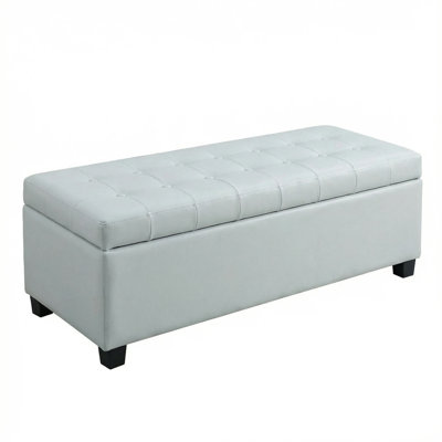 Storage Ottoman, Storage Bench, Tufted Entryway Bedroom Bench, 49.75Inches, Hinges Easy Lid Operation, Wooden Legs, Polyester fabric, Loads 300 lb,Baby Blue