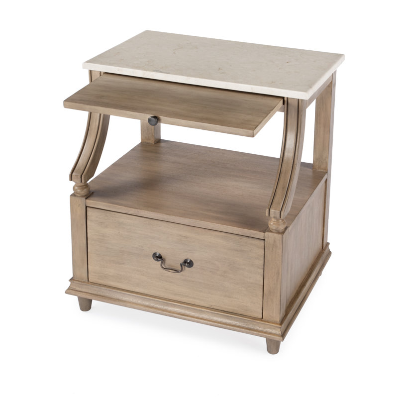 Mabel Marble 1 drawer Nightstand, Sandalwood Beige
