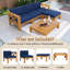 Ensemble de conversation modulaire d'extérieur en bois 5 pièces avec 2 canapés d'angle, 1 canapé sans accoudoirs, 1 repose-pieds, 1 table à thé, 4 coussins et 3 coussins de dossier-1145400209