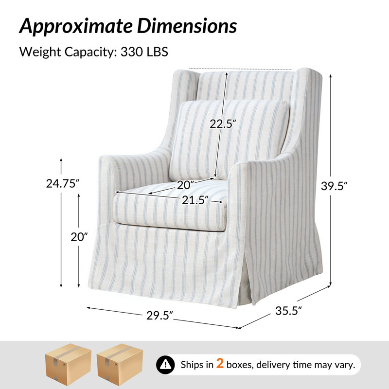 Fauteuil décoratif pivotant avec coussin lombaire l 29,5 po Claudio, Blue, 1