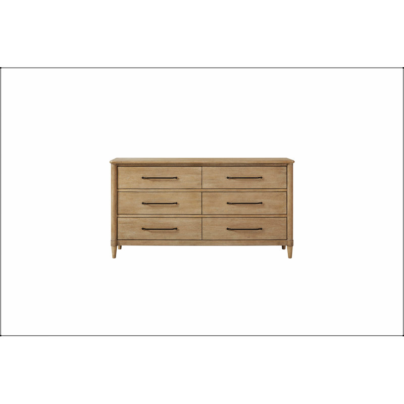 Commode décontractée à 6 tiroirs avec finition sable, doublure en feutre et en cèdre pour un rangement et une protection élégants