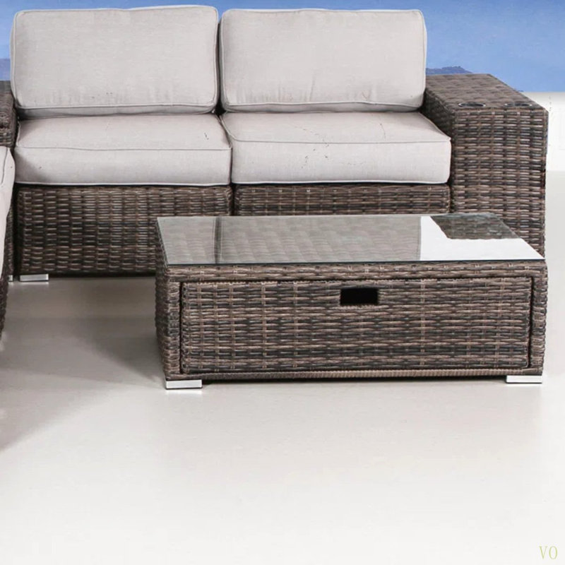 Ensemble de canapé modulaire en rotin toutes saisons entièrement assemblé - 8 pièces avec coussins
