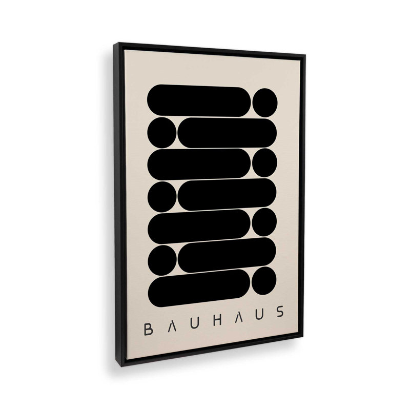 Impression abstraite de Bauhaus, Cadre flottant noir satiné, H 18,75 po x l 12,75 po x P 1,75 po