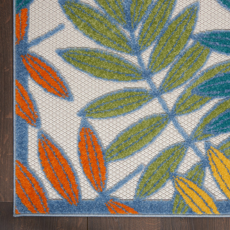 Leonhardt Floral Green/Blue/Yellow/Orange Indoor/Outdoor Area Rug, Runner 2'3" x 10'