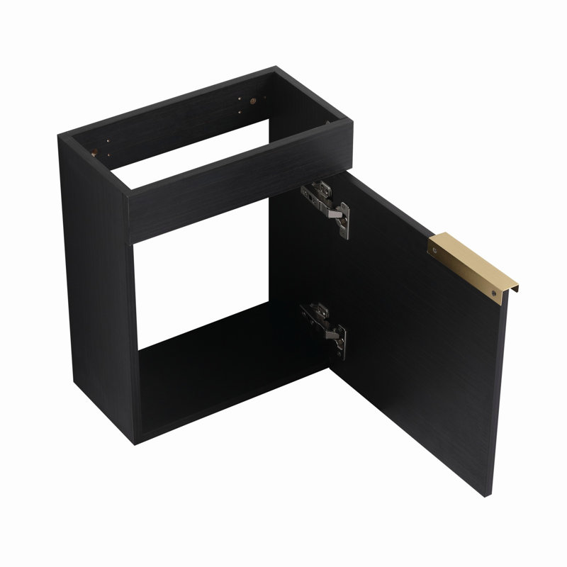 Meuble-lavabo avec lavabo et support de rangement pour petite salle de bain, Châtaignier noir / blanc brillant