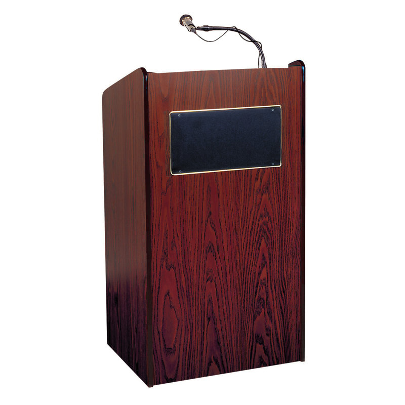 Mahogany Executive Multimedia Sound Lectern with Microphones