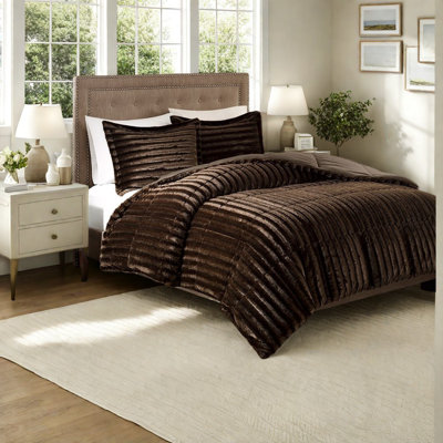 Luxury Faux Fur Bedding Sets, King Cal King Modern Home Comfort