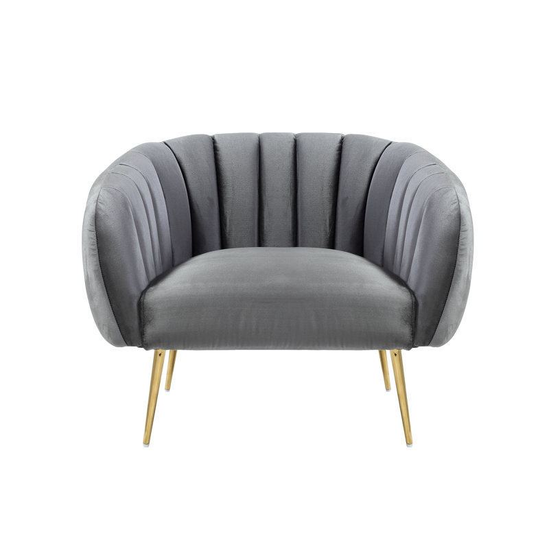 Hilda Velvet Accent Chair, Gold, Gray