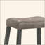 Ensemble de 2 tabourets de comptoir de style campagnard rustique, tabourets de bar en bois sans dossier avec siège en similicuir, finition patinée pour économiser de l'espace-121063144