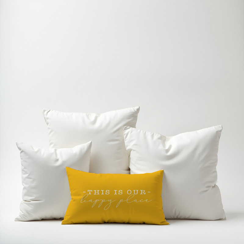  Housse de coussin rectangulaire et insert This is Our Happy Place, Jaune