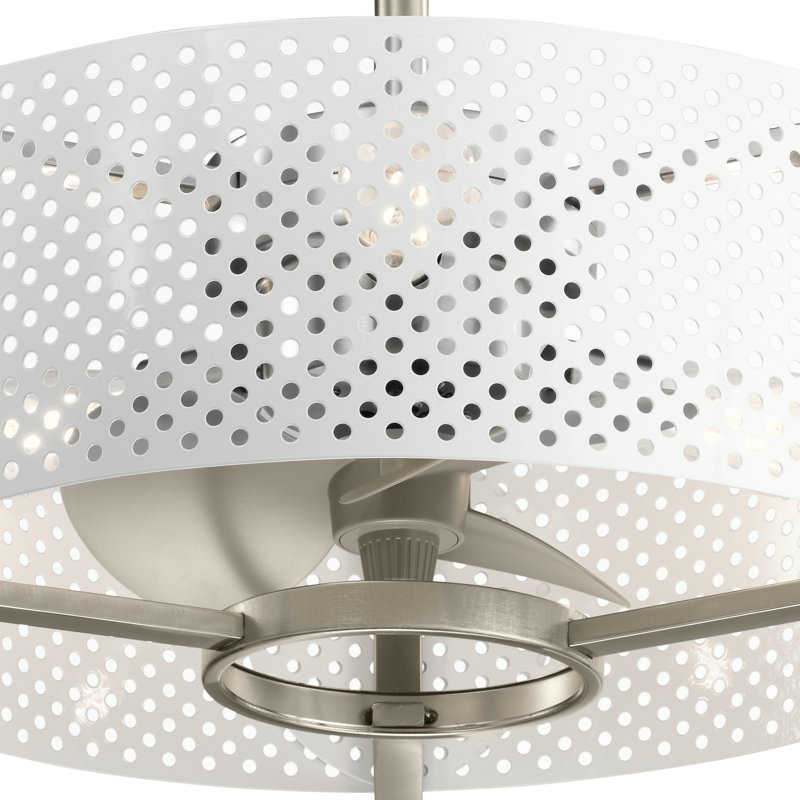 Eyrie 13" 3 - Blade Standard Ceiling Fan with Remote Control, Brushed Stainless Steel