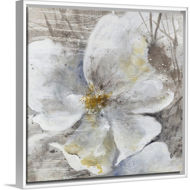« allegretto i », peinture sur toile, H 13,7 po x l 13,7 po x P 1,75 po, Cadre flottant blanc