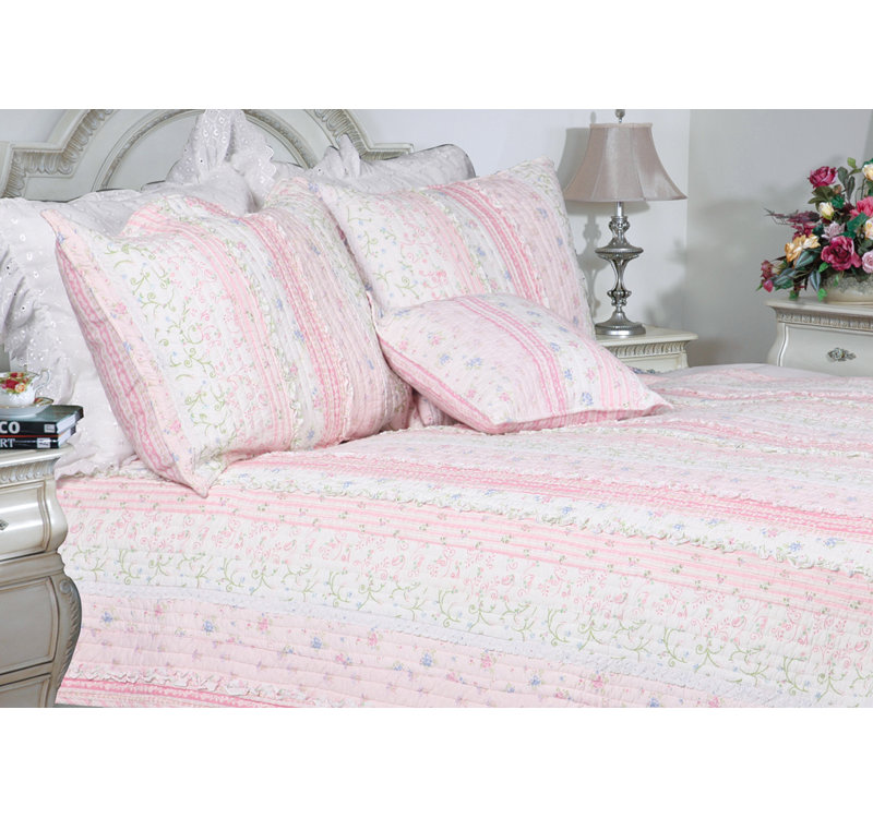 Romantic Chic Embroidered Cotton Throw Pillow