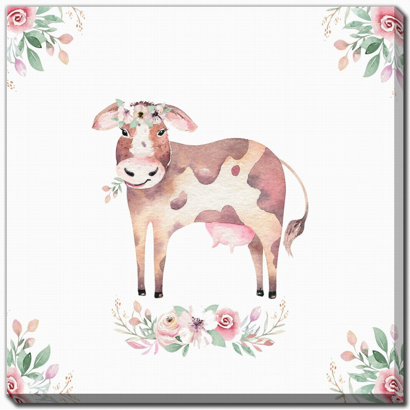«Farm Buddies Cow», art mural sur toile, H 38 po x l 38 po