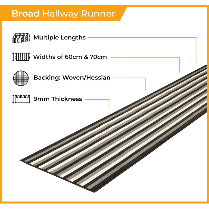 Bainsby Striped Indoor / Outdoor Area Rug, Runner 420cm x 80cm