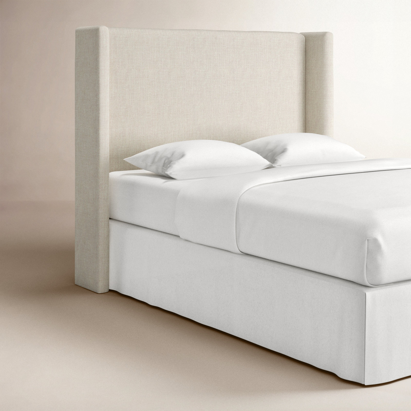 Tilly Upholstered Headboard, Queen, Classic Talc Linen