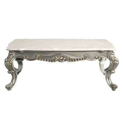 Gorgeous Coffee Table - Faux Marble & Wood Construction 52 In. Wide Appealing Top 9 Height