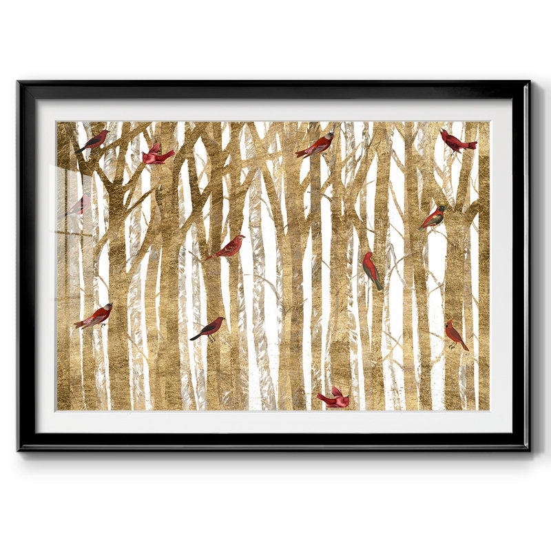 Red Bird Christmas Collection A, reproduction encadrée sur papier, H 27 po x l 39 po x P 1,5 po, Noir