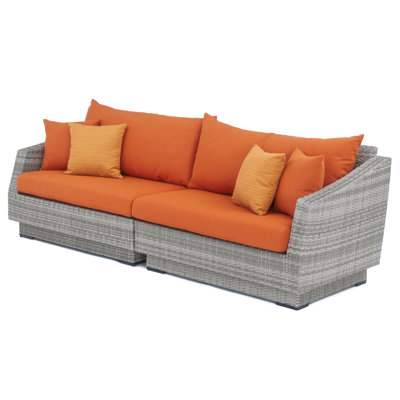 Canapé de patio en aluminium l 96 po Fionnula avec coussins Sunbrella