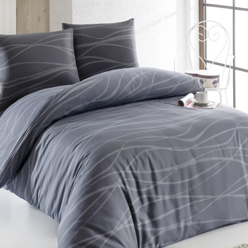 Ensemble de housse de couette simple Premium, gris, 55,1 po x 78,7 po | 65% coton / 35% polyester, 120 fils | Lavable à la machine, housse de couette et taie d'oreiller à fermeture à boutons, literie douce et élégante pour toute chambre à coucher