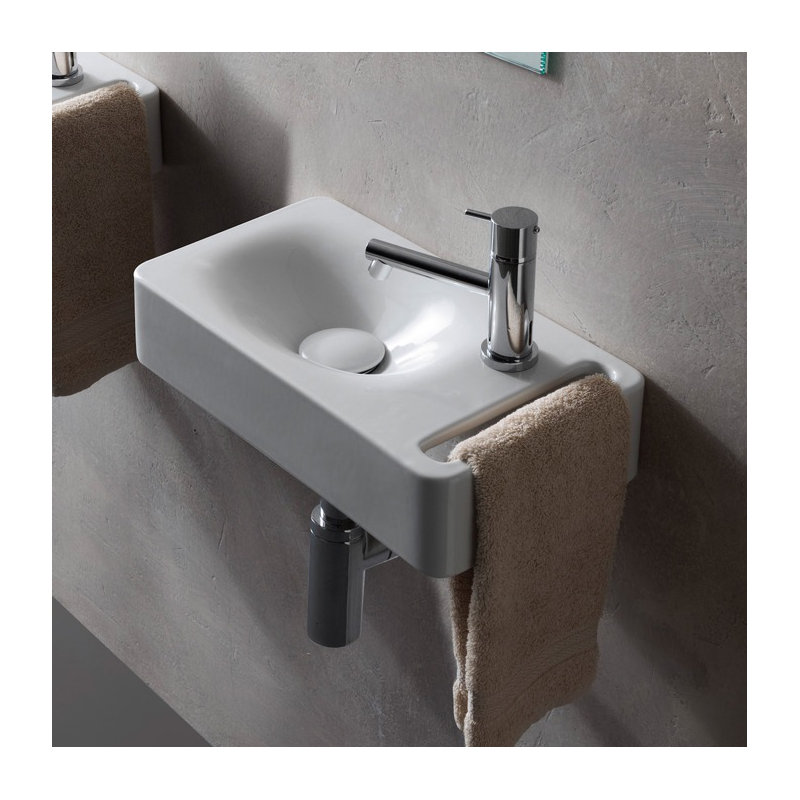 Lavabo de salle de bain mural suspendu en céramique 16 po