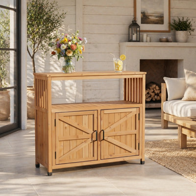 Ensemble de table de bar en bois avec rangement, parfait pour recevoir à l'intérieur et à l'extérieur