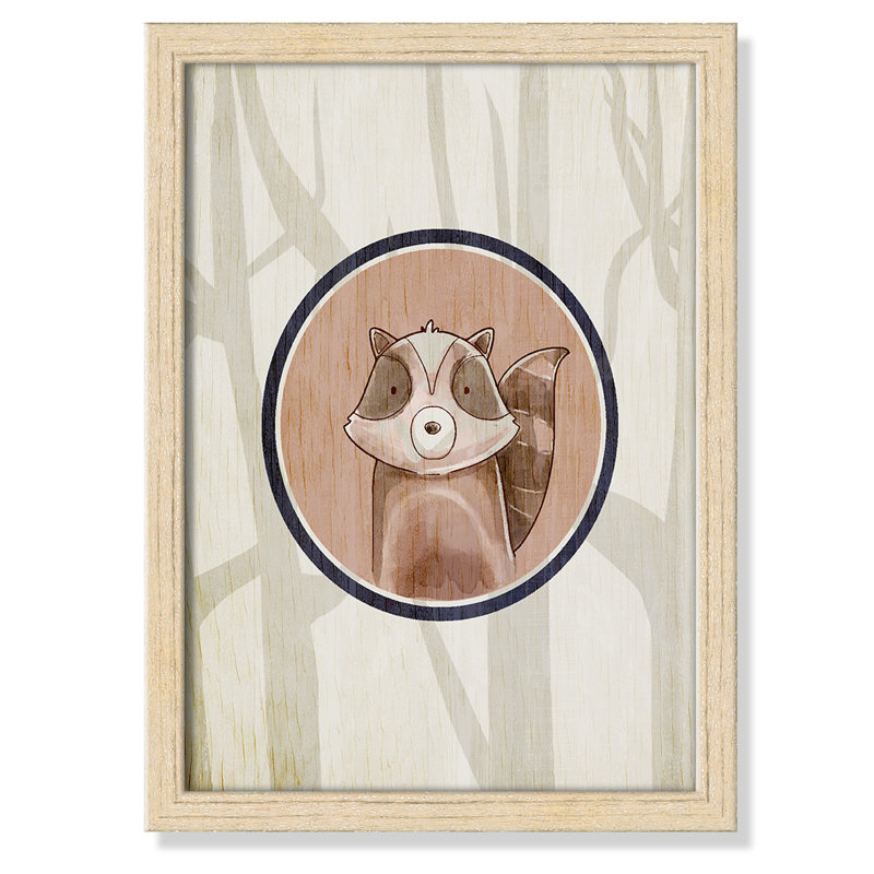 Forest Animals 1' Paper Print, Black Woodgrain Box Framed, 14" H x 10" W x 1.18" D