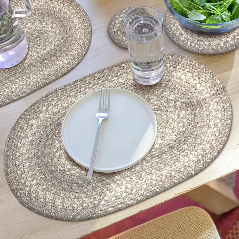 Napperons d'intérieur en jute de qualité supérieure - taille 13 po x 19 po, Gris nuage, Ovale